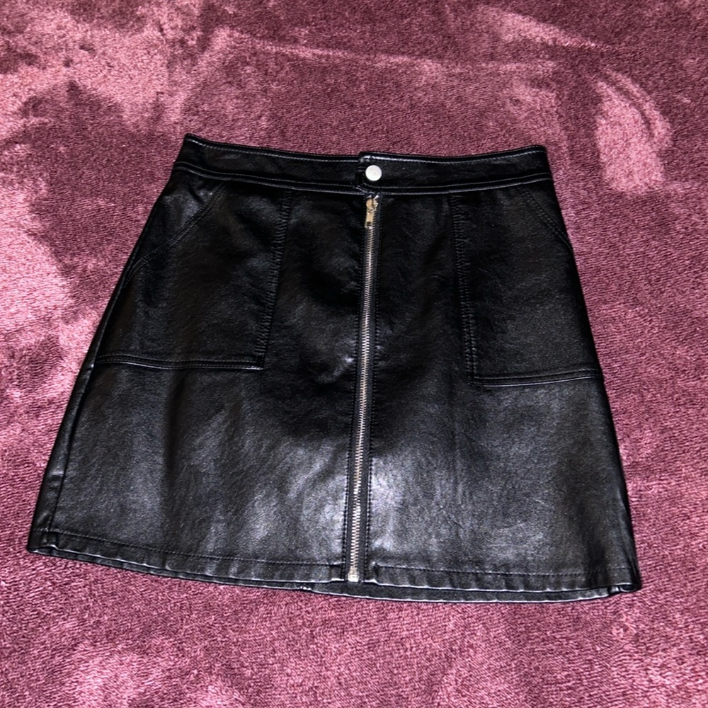 Black leather skirt